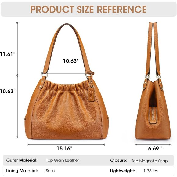 Genuine Leather Purses and Handbags for Women Soft Hobo Shoulder Bags Totes - Picture 4 of 8